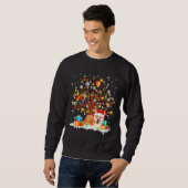 Sweatshirt Corgi Arbre de Noël Lumières Décor (Devant entier)