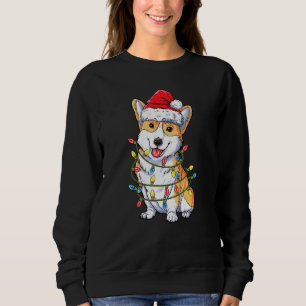 Sweatshirt Corgi Chien Santa Chapeau Noël Lumières Chien Noël