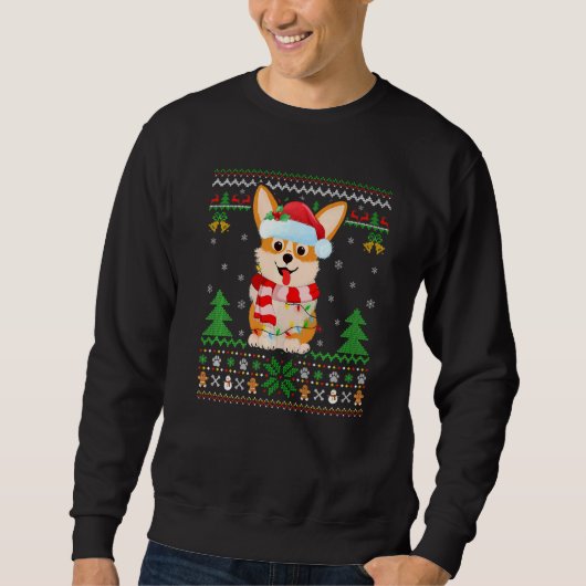 Sweatshirt Corgi Chien Xmas Éclairage Père Noël Corgi laide N (Devant)