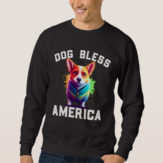 Sweatshirt Corgi Dog Bless America 4th of July  Party (Devant)