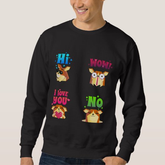 Sweatshirt Corgi Dog Emotion (Devant)