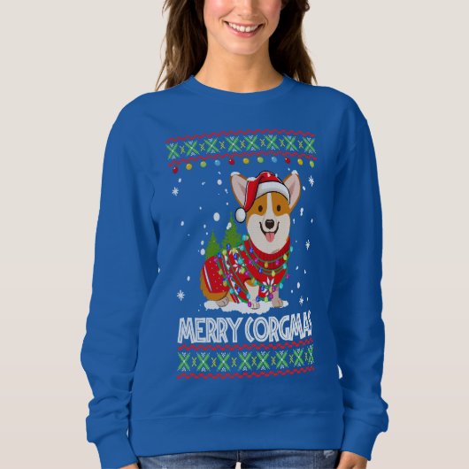 Sweatshirt Corgi Dog Merry Corgmas Santa Corgi Ugly Christmas (Devant)