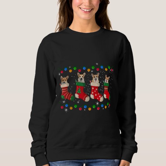 Sweatshirt Corgi En Chaussettes Noël (Devant)
