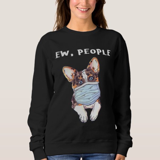 Sweatshirt Corgi Ew Chien Portant Un Masque Visage (Devant)