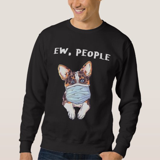 Sweatshirt Corgi Ew Chien Portant Un Masque Visage (Devant)