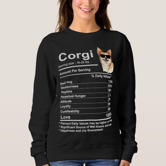 Sweatshirt Corgi Faits Nutrition Funny Corgi Mama Chien (Devant)