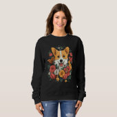 Sweatshirt Corgi Flower Bouquet T Shirt (Devant entier)