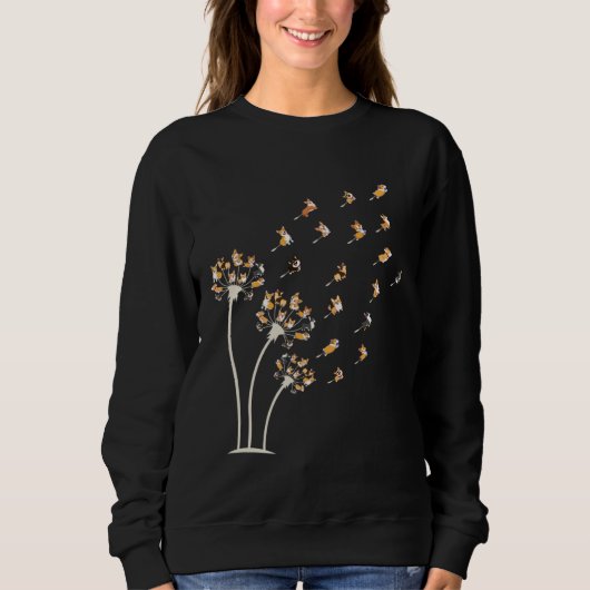 Sweatshirt Corgi Flower Fly Dandelion  Cute Dog  Welsh Corgis (Devant)