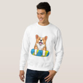 Sweatshirt Corgi gallois à la nage avec planche (Devant entier)