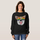Sweatshirt Corgi Gay Pride LGBT Rainbow Flag Sunglasses LGBTQ (Devant entier)