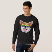 Sweatshirt Corgi Gay Pride LGBT Rainbow Flag Sunglasses LGBTQ (Devant entier)