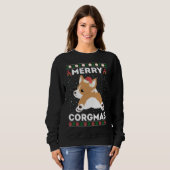 Sweatshirt Corgi laide de Noël style joyeux Corgmas S (Devant entier)