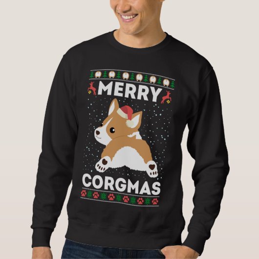 Sweatshirt Corgi laide de Noël style joyeux Corgmas S (Devant)