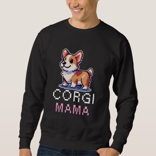 Sweatshirt Corgi Mama Pixel Art mignonne Chien Propriétaire F (Devant)