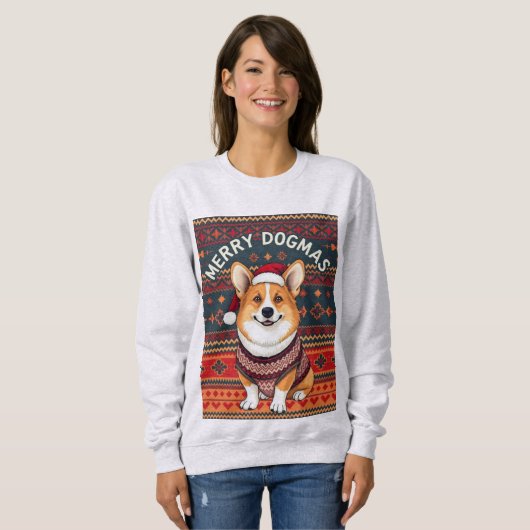 Sweatshirt Corgi Merry Dogmas (Devant entier)
