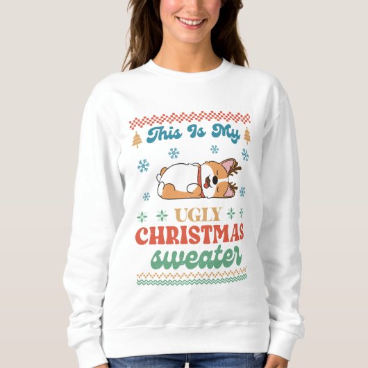 Sweatshirt Corgi Mon affreux pull de Noël  (Devant)