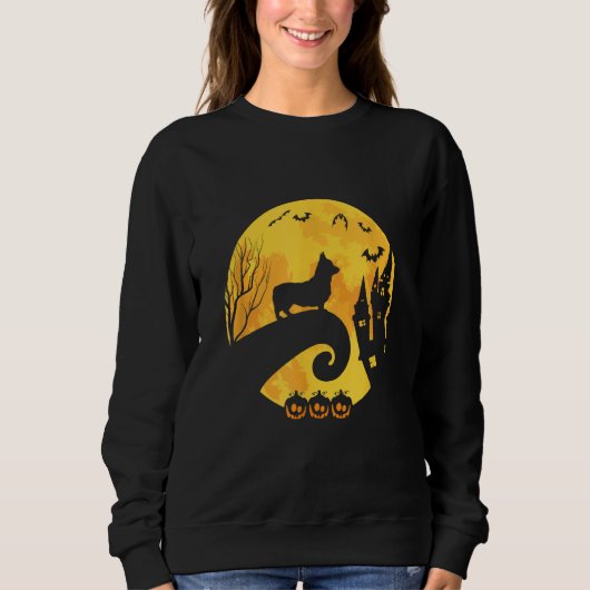 Sweatshirt Corgi Moon Silhouette Funny Halloween Costum effra (Devant)