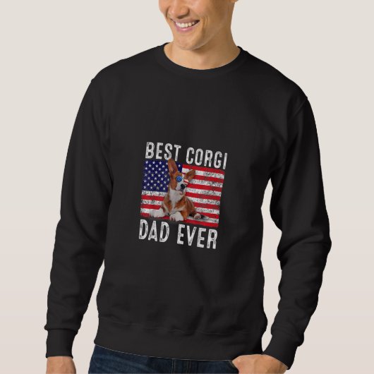 Sweatshirt Corgi Papa Américain Drapeau Corgi Chien Propriéta (Devant)