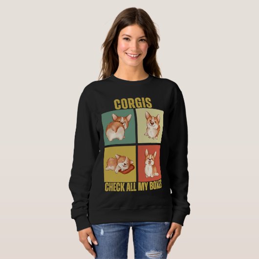 Sweatshirt Corgis Check All My Boxes Corgi (Devant entier)