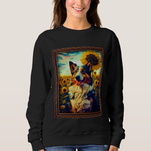 Sweatshirt Corman Shepherd Painting Sunflower Flower Mom Wome (Devant)