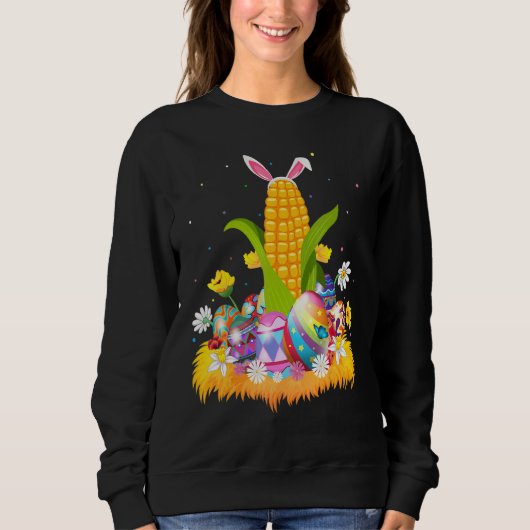 Sweatshirt Corn Easter Egg Funny Corn Easter dimanche de Pâqu (Devant)