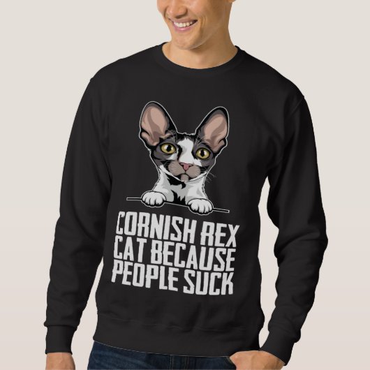 Sweatshirt Cornish rex cat because people suck 2 (Devant)