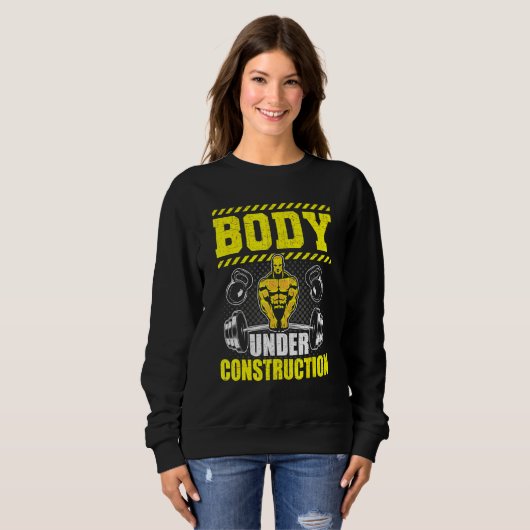 Sweatshirt Corps en construction Bodybuilding Poids (Devant entier)