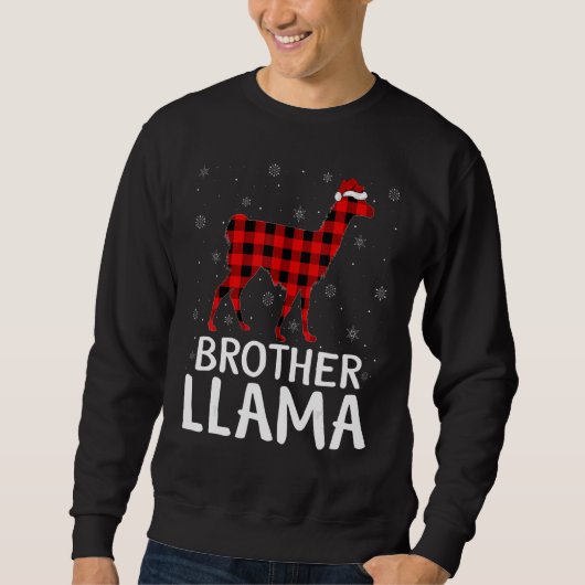 Sweatshirt Correspondance Buffalo Plaid Frère Llama Christmas (Devant)