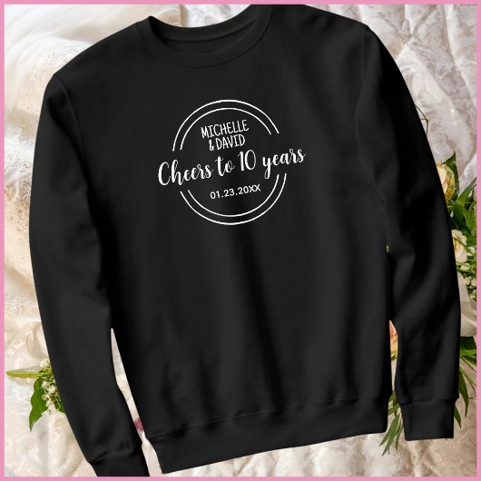 Sweatshirt Correspondance du 10e anniversaire du Mariage noir