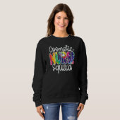 Sweatshirt Cosmetic Nurse Squad Tie Dye Rainbow Beauty Apprec (Devant entier)