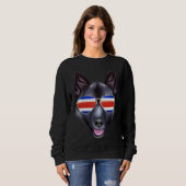 Sweatshirt Costa Rica Flag Norwegian Elkhound Dog Tico Pocket (Devant entier)