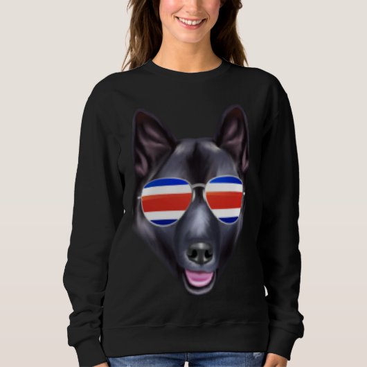 Sweatshirt Costa Rica Flag Norwegian Elkhound Dog Tico Pocket (Devant)