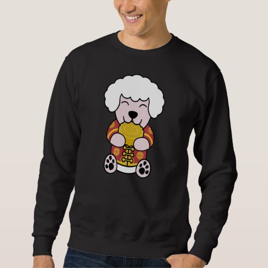 Sweatshirt Costume chinois Mooncake Poodé Chien (Devant)