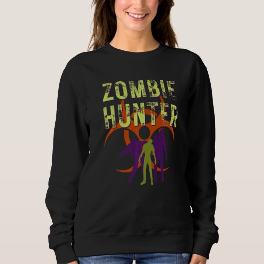 Sweatshirt Costume de chasseur de zombies épouvantable Hallow (Devant)