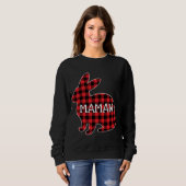 Sweatshirt Costume de Pâques Lapin Rouge Plaid Graphisme Mama (Devant entier)