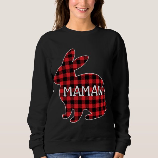 Sweatshirt Costume de Pâques Lapin Rouge Plaid Graphisme Mama (Devant)
