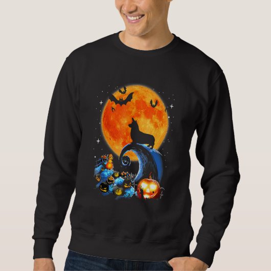 Sweatshirt Costume d'Halloween Citrouille de la lune de Chien (Devant)