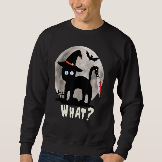 Sweatshirt Costume Halloween Chat Noir Épouvantable Sorcière (Devant)