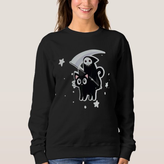 Sweatshirt Costume Halloween La Mort Fait Un Chat Noir (Devant)