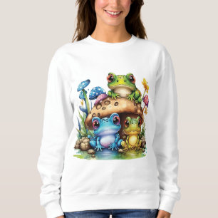 Sweatshirt Cottagecore Toadstool Champignons et grenouille