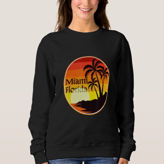 Sweatshirt Coucher de soleil à Miami Floride, Palmiers, Plage (Devant)