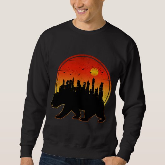 Sweatshirt Coucher de soleil ours ville (Devant)