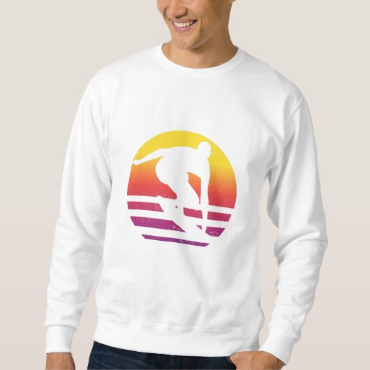 Sweatshirt Coucher de soleil surfeur Rétro (Devant)