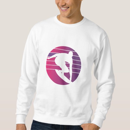 Sweatshirt Coucher de soleil surfeur Rétro (Devant)