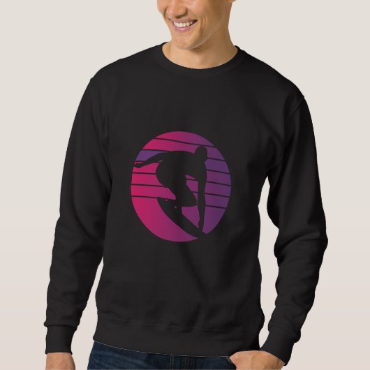 Sweatshirt Coucher de soleil surfeur Rétro (Devant)