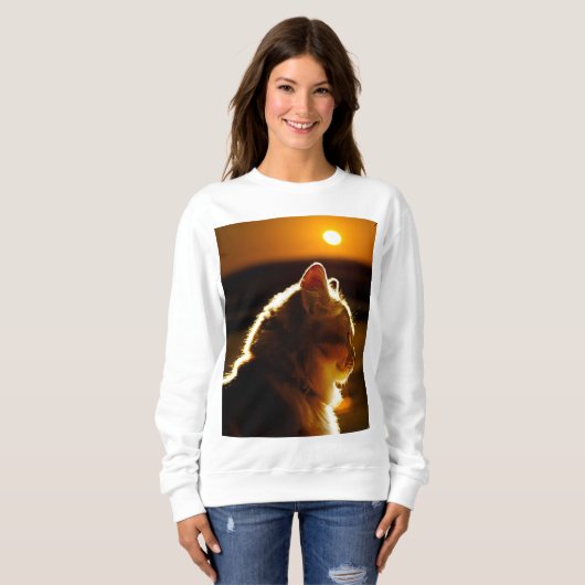Sweatshirt Coucher du soleil de chats (Devant entier)
