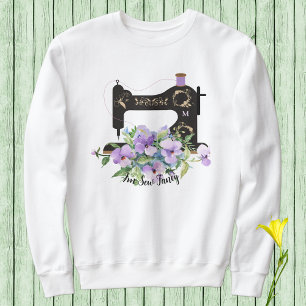 Sweatshirt Coudre Fancy Purple Floral Vintage Machine à coudr