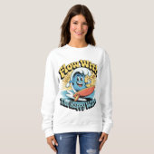 Sweatshirt Couler Avec Les Vagues Heureuses Rétro Surf Vibes (Devant entier)