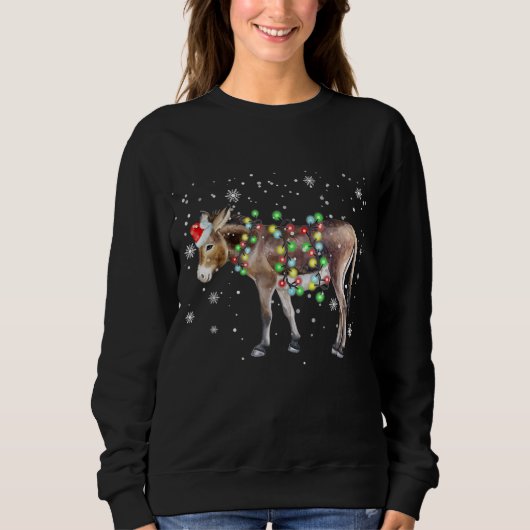Sweatshirt Couleur des lumières de Noël de l'âne | Cadeau Pè (Devant)