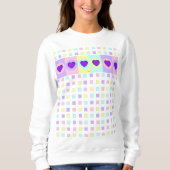 Sweatshirt Couleurs pastel & coeurs violets battre (Devant)